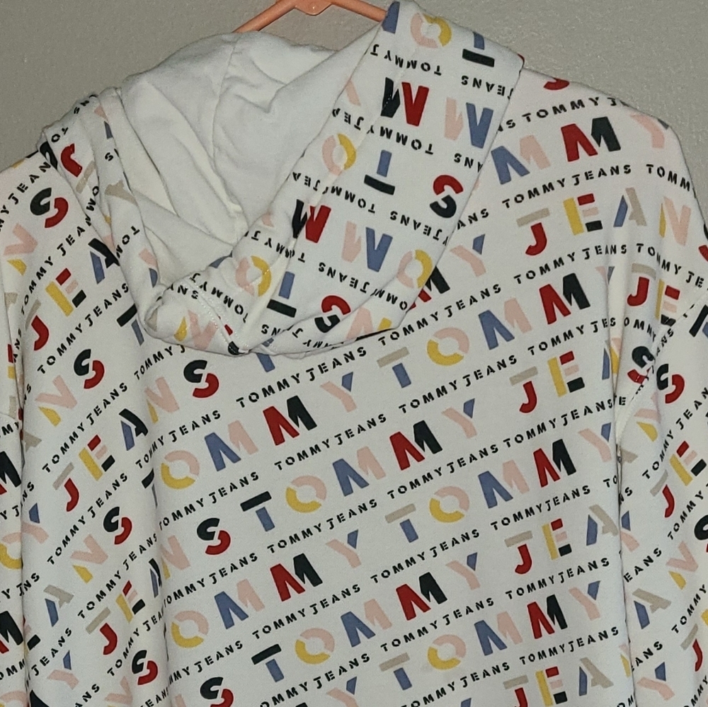Tommy‎ Jeans sweatshirt all over print hoodie Vintage sportswear/streetwear M - Picture 10 of 13